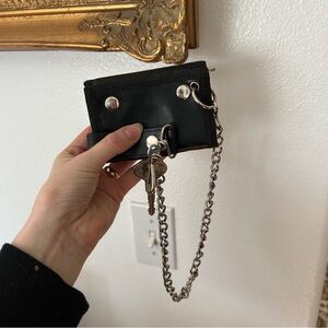 Leather wallet with chain and strap and key 
Great condition